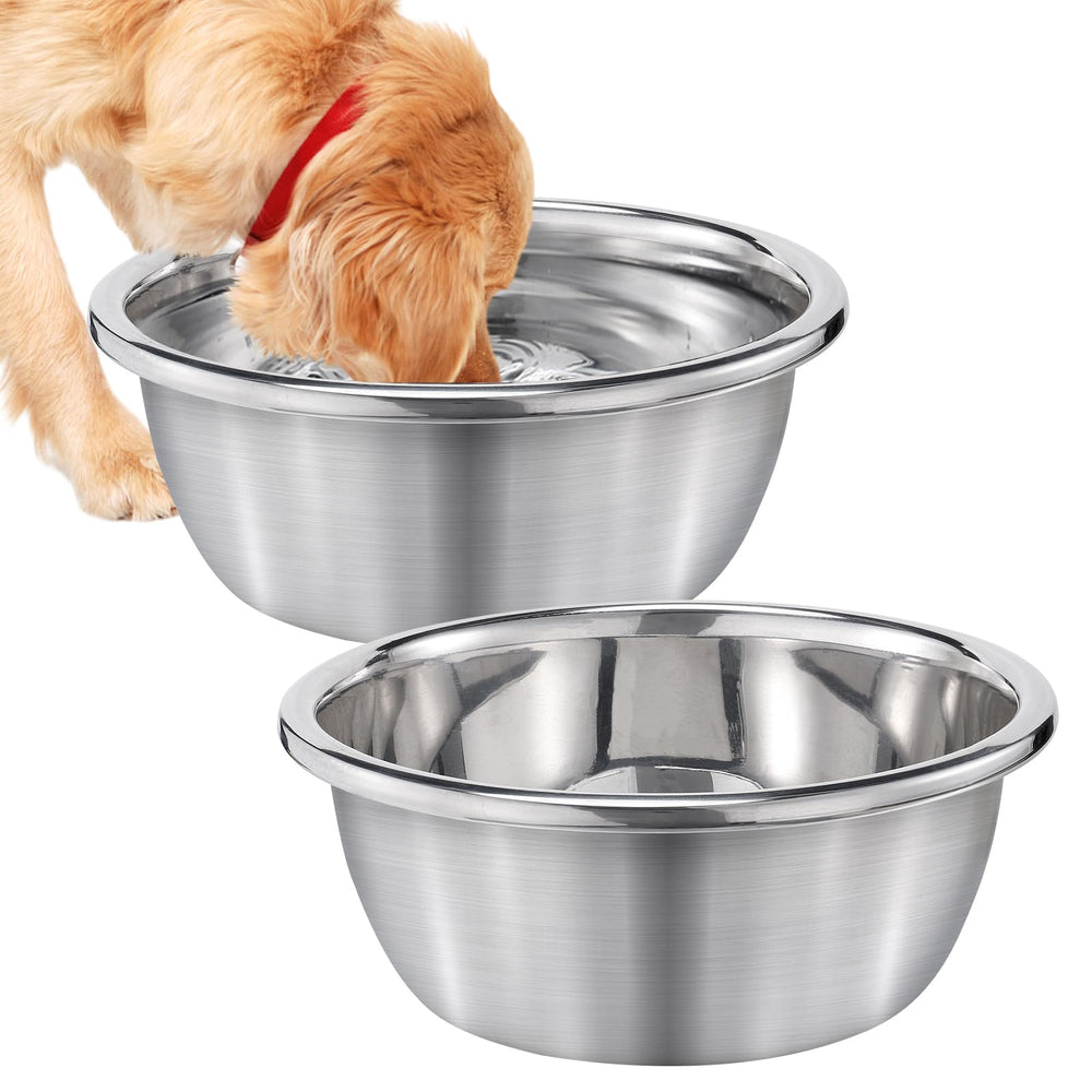 MEWTOGO 2-pack large stainless bowls with high capacity for big dogs.