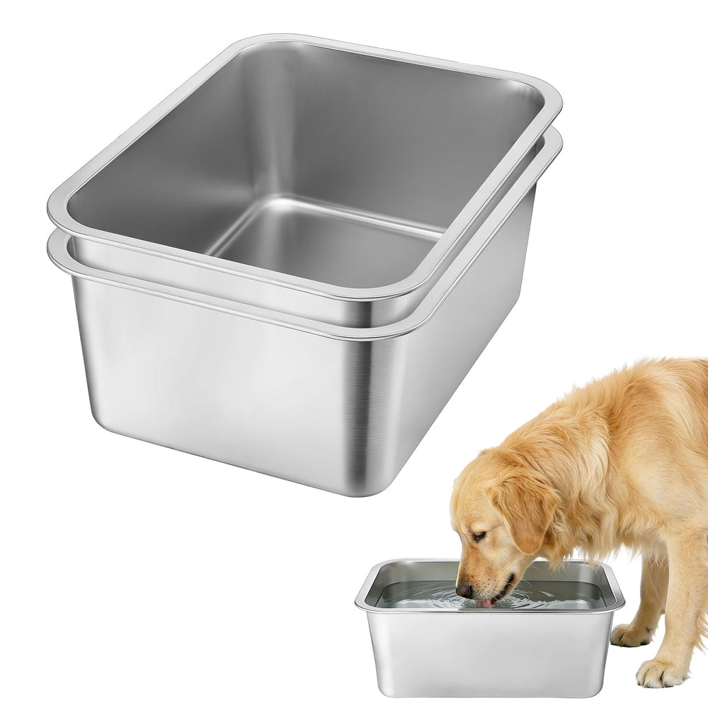 MEWTOGO 2 Pcs 4 Gallons bowls showing large capacity for multiple dogs