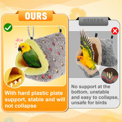 MEWTOGO bird nest inside cage with plush lining for cozy entry.