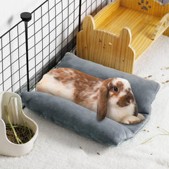 Mewtogo bunny bed in-cage setup demonstrates easy placement in a hutch.