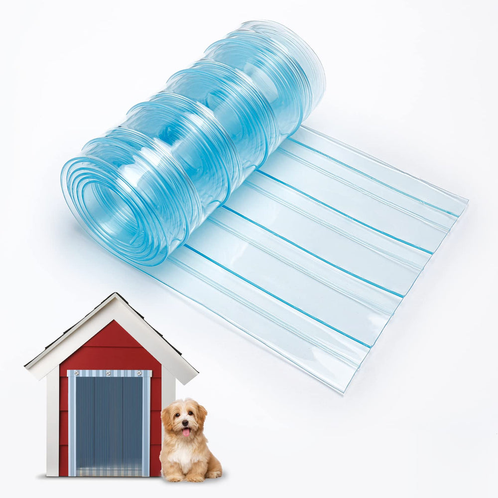 MEWTOGO door flap for dog house, clear vinyl strip for easy visibility and entry