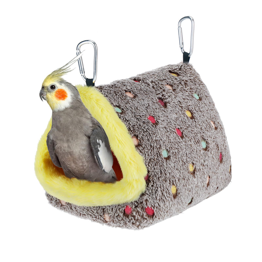 MEWTOGO medium winter bird nest in cage, top view showing compact size for medium parrots.