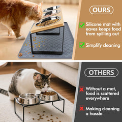 MEWTOGO silicone mat with raised edges prevents spills on the floor