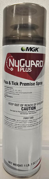 MGK NyGuard Plus flea and tick aerosol bottle for indoor use with residual flea and tick control.