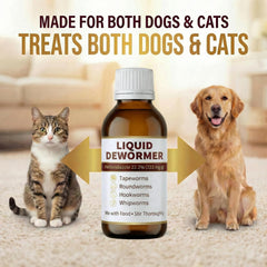 MGZ liquid dewormer mixed into strongly flavored wet food for easier administration.