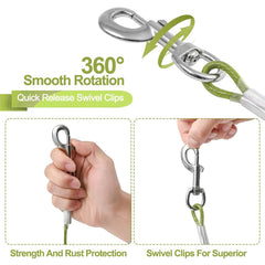 Mi Metty chew-proof, rust-resistant tether with reinforced coating for long-lasting use.