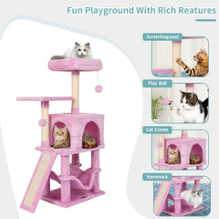 MIAO PAW pink cat tree soft faux fur cozy resting surface