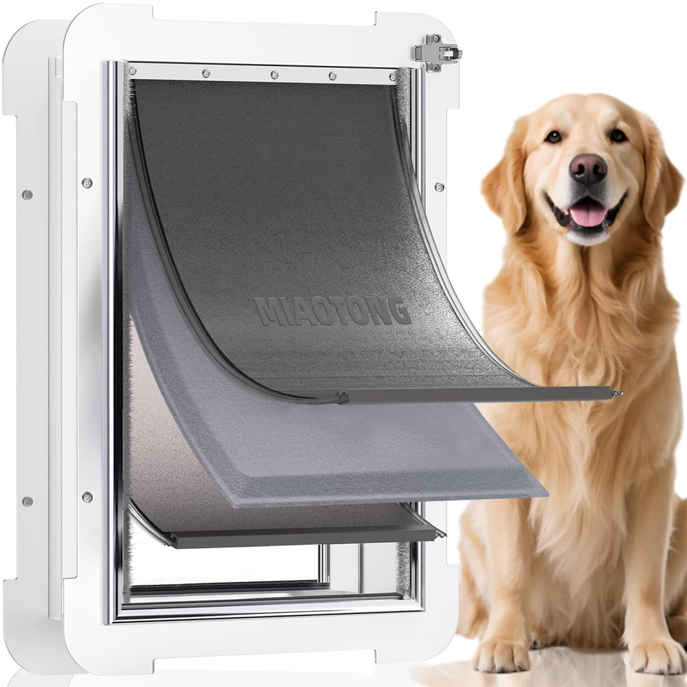 MIAOTONG 3-flap exterior dog door provides weather protection for large dogs.