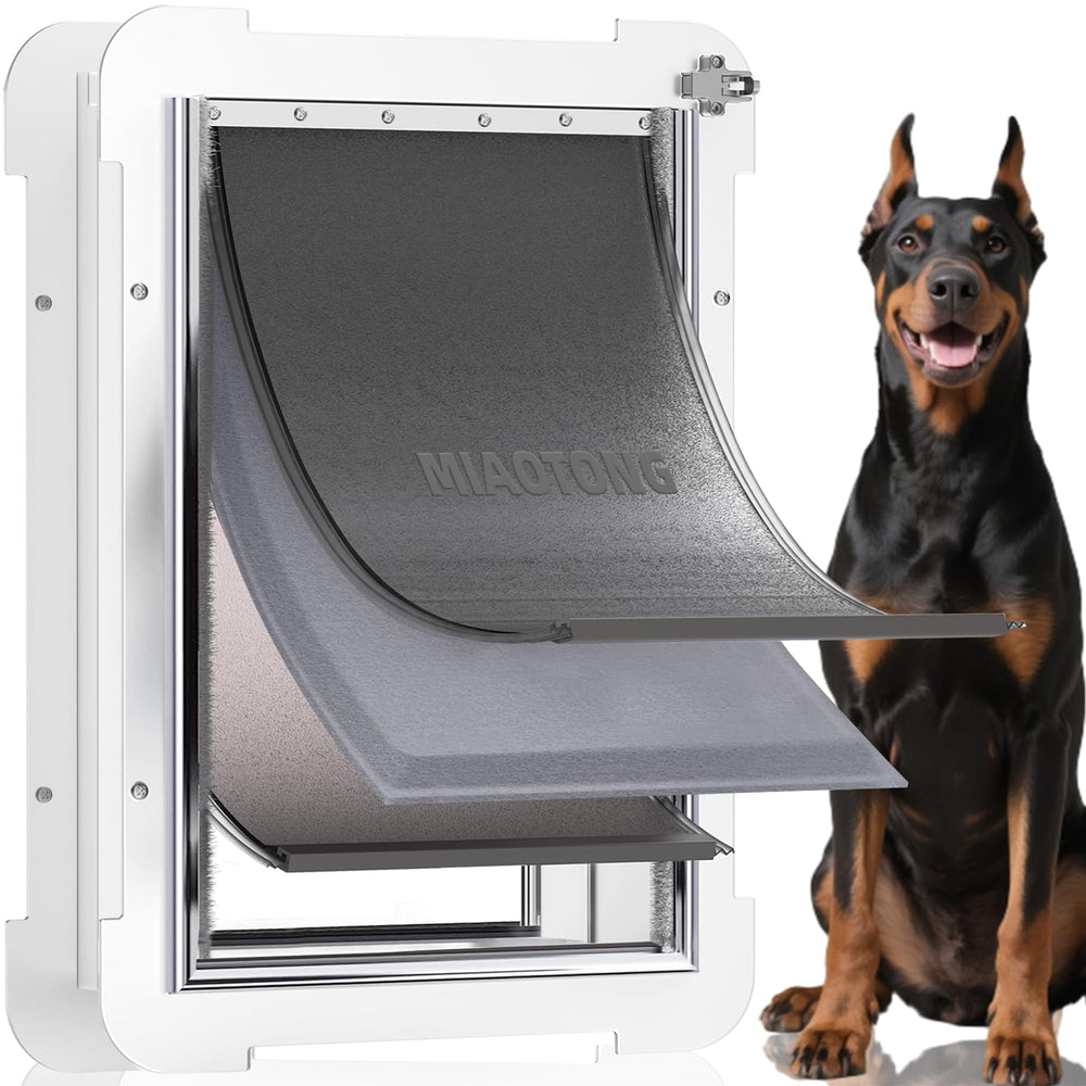 MIAOTONG 3-flap exterior dog door in use for secure pet access