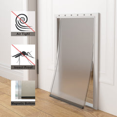 MIAOTONG flap dimensions 13-1/8 by 24-7/8 inches for large doors.