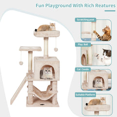 MIAO PAW cat tree condo with hanging ball invites playful exploration.