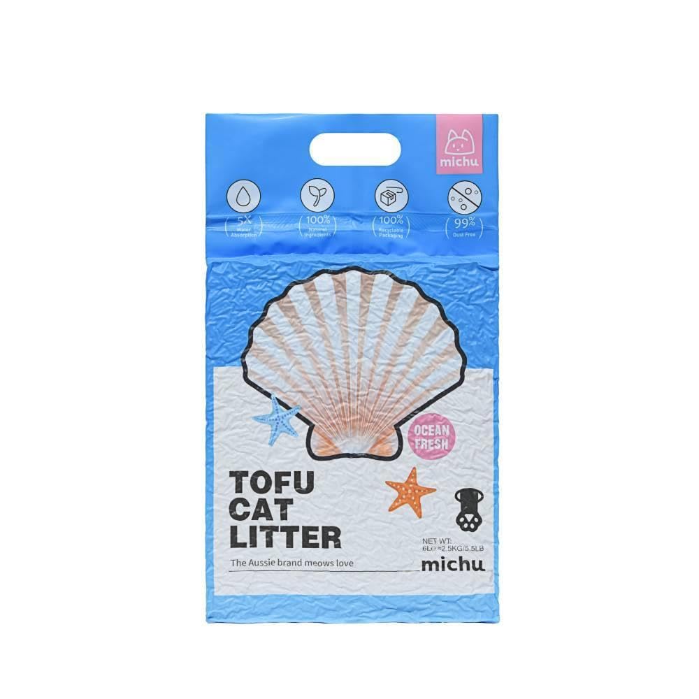 Michu Tofu Cat Litter: lightweight, absorbent pellets ready for daily use.