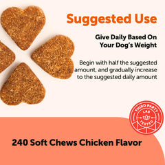 Closeup of Micro Ingredients dog multivitamin soft chews for easy daily dosing.