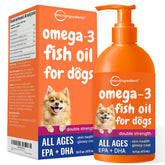 Micro Ingredients Omega-3 Fish Oil for dogs and cats with pump, easing daily supplementation and supporting skin health.