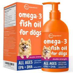 Micro Ingredients Omega-3 Fish Oil for dogs and cats with pump, easing daily supplementation and supporting skin health.
