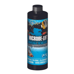 Microbe-Lift Ammonia Remover bottle neutralizes ammonia for safer freshwater and saltwater tanks.