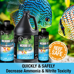 Close-up of Nite-Out II label highlighting ammonia reduction in aquarium bacteria culture.
