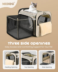 MIDOG airline-approved carrier keeps your cat secure during flights.