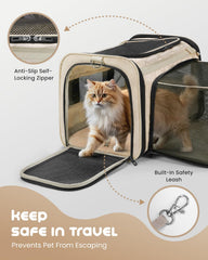 MIDOG cat carrier soft anti-slip zipper helps prevent escapes during travel