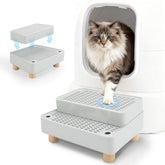 Midollarle Elevated Cat Ramp steps with wooden base for safe litter-box access