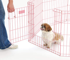 MidWest Homes for Pets exercise pen large door opening provides convenient access during playtime.