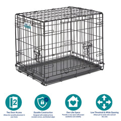 MidWest iCrate two-door design open for easy crate access.