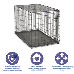 MidWest iCrate 48-inch dog entering the crate for easy setup and training.