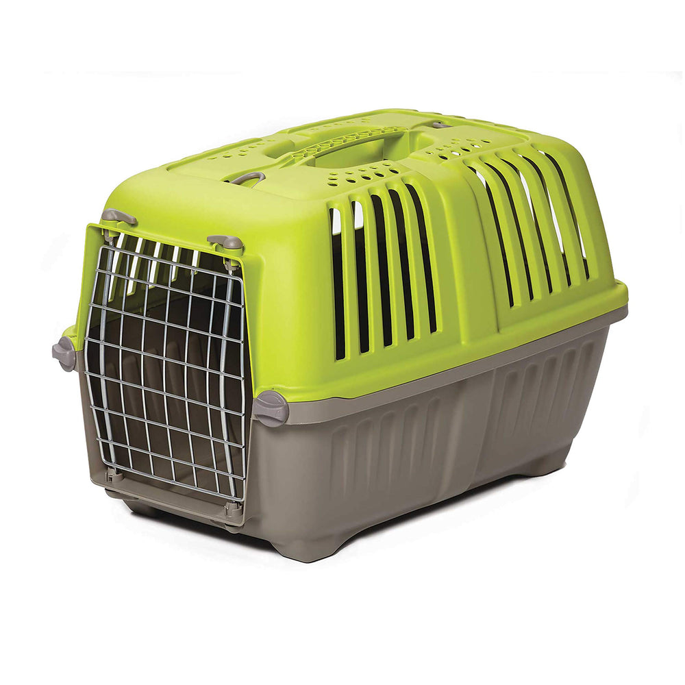 MidWest Spree green carrier with a sturdy handle for easy transport.