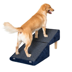 Miemie's Corner 3-in-1 dog ramp blue side view enables secure bed access.