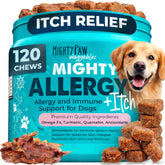 Mighty Paw bacon-flavored dog chews for itch-prone dogs.