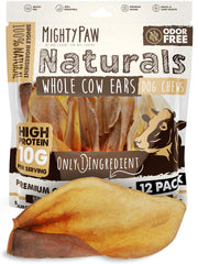 Mighty Paw cow ears for dogs, natural single-ingredient chew.