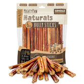 Mighty Paw Naturals bully sticks 6-inch dog chew, long-lasting.