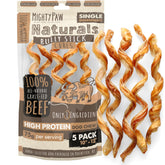 Mighty Paw Naturals curly bully sticks 12-inch pack ready for a long chew.