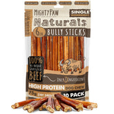 Mighty Paw Naturals bully sticks 6-inch chew for lasting dog entertainment and dental support.