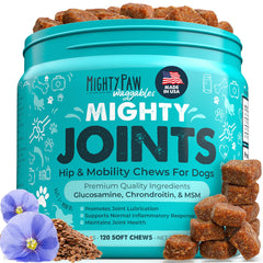 Mighty Paw Waggables bottle with bacon flavored chews for dogs