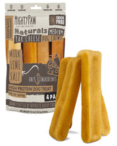 Mighty Paw Yak Cheese Chews pack shot, natural long-lasting treat for dogs.