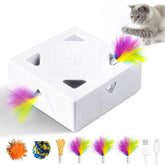 Migibox interactive toy with feathers popping from holes for engaging play.