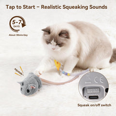 Migipaws MigiMouse rechargeable battery lets cats enjoy long sessions without frequent charging.