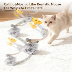 Migipaws MigiMouse tail wiggle in motion, attracting cat attention.