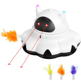 MIKK Cat Laser Feather Toy front view with dual laser and feather release for indoor play.