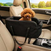 MikooMikoo waterproof faux leather center-console dog car seat showing durable, wipe-clean surface.