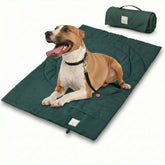 MikooMikoo Travel Dog Bed folded with handle for easy transport.