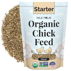 Mile Four Chick Feed Starter Mash bag for quick, healthy chick growth.