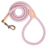 Mile High Life pink 4ft dog rope leash with sturdy build and grip.