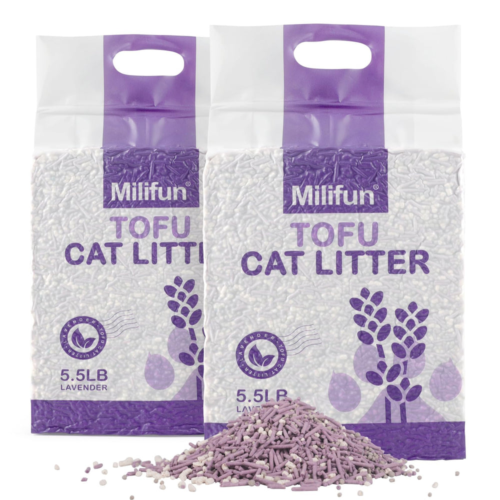 MILIFUN Tofu Cat Litter lavender-clumps for easier scooping and odor control.