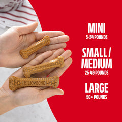 Milk-Bone Brushing Chews with nubs and ridges provide scrubbing action for dental care.