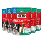 Milk-Bone Brushing Chews bag front for daily dental care.