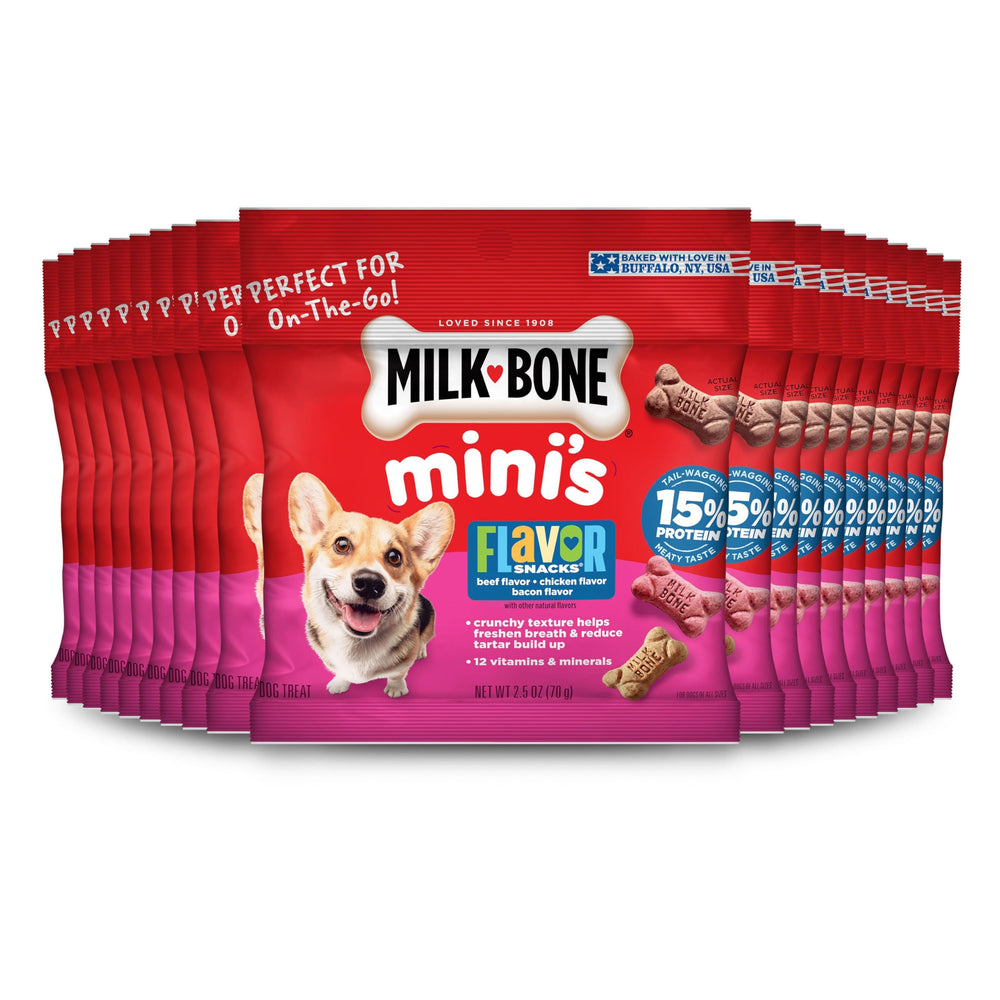 Milk-Bone Flavor Snacks Minis variety of flavors for tasty rewards.