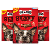 Milk-Bone GravyBones beef-flavored biscuit for daily dental care and tasty chews.