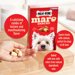 Milk-Bone MaroSnacks calcium-enriched formula supports everyday treats.